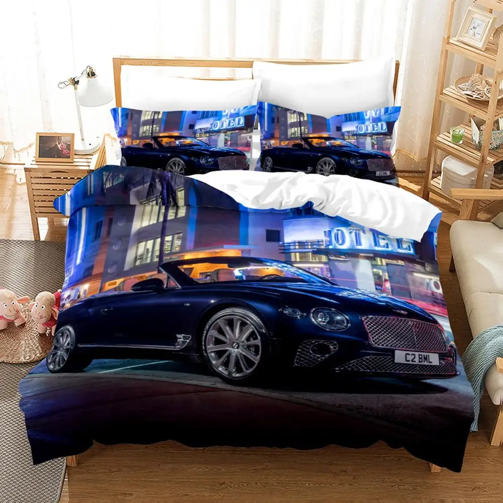 

3D Sports Car Supercar Bedding Set Quilt Duvet Cover Pillowcases Bed Cover Set Twin Full Queen King Single Double Size 2-3PCS