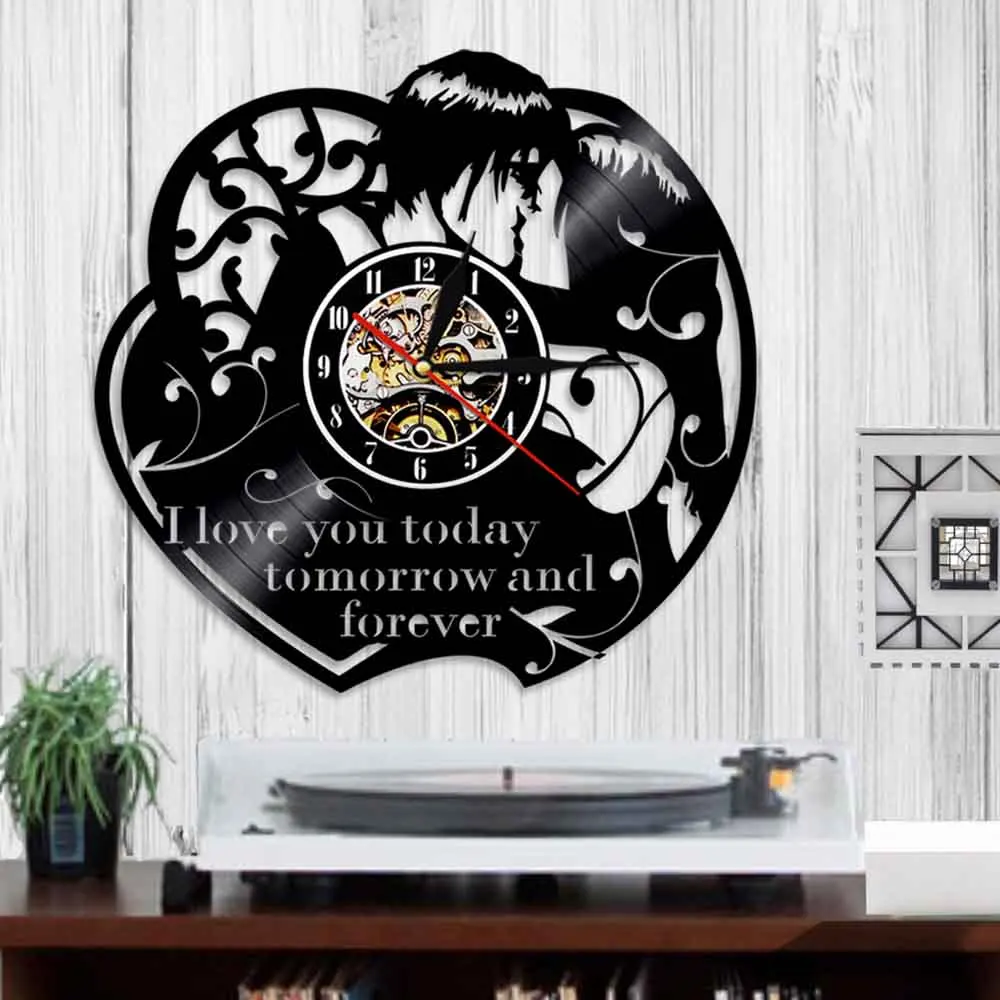 Виниловые настенные часы с надписью I Love You Forever|Настенные часы| |