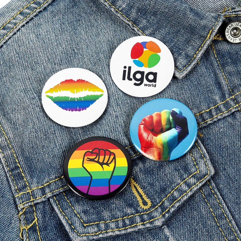 Модные эмалированные булавки ILGA радужной расцветки значки на лацкан с