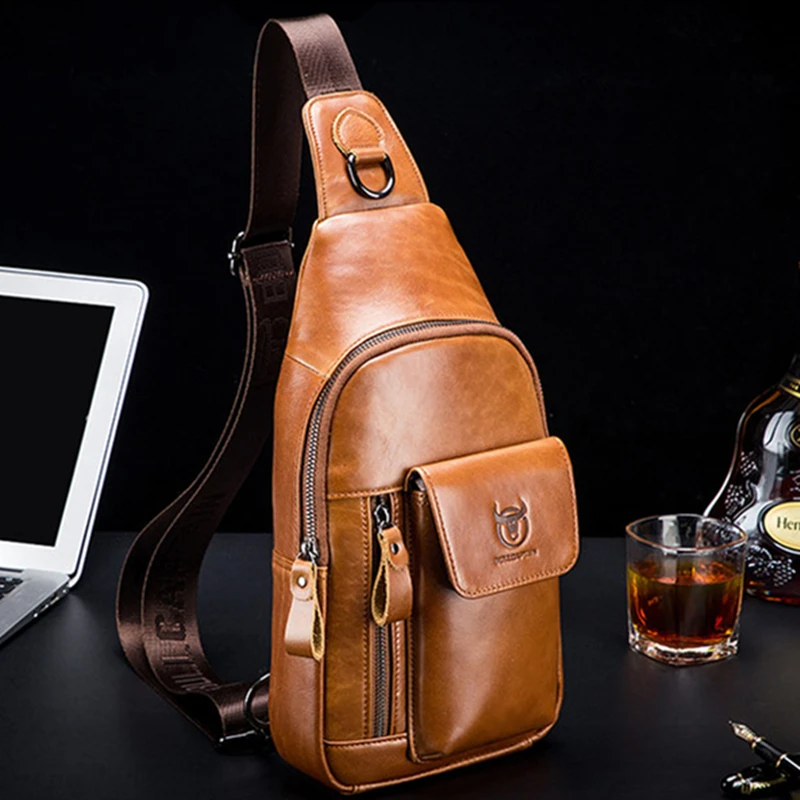 

New Genuine Leather Men's Chest Bags High Quality Crossbody Shoulder Bag Fashion Male Multifunctional Travel Daypacks Waist Pack