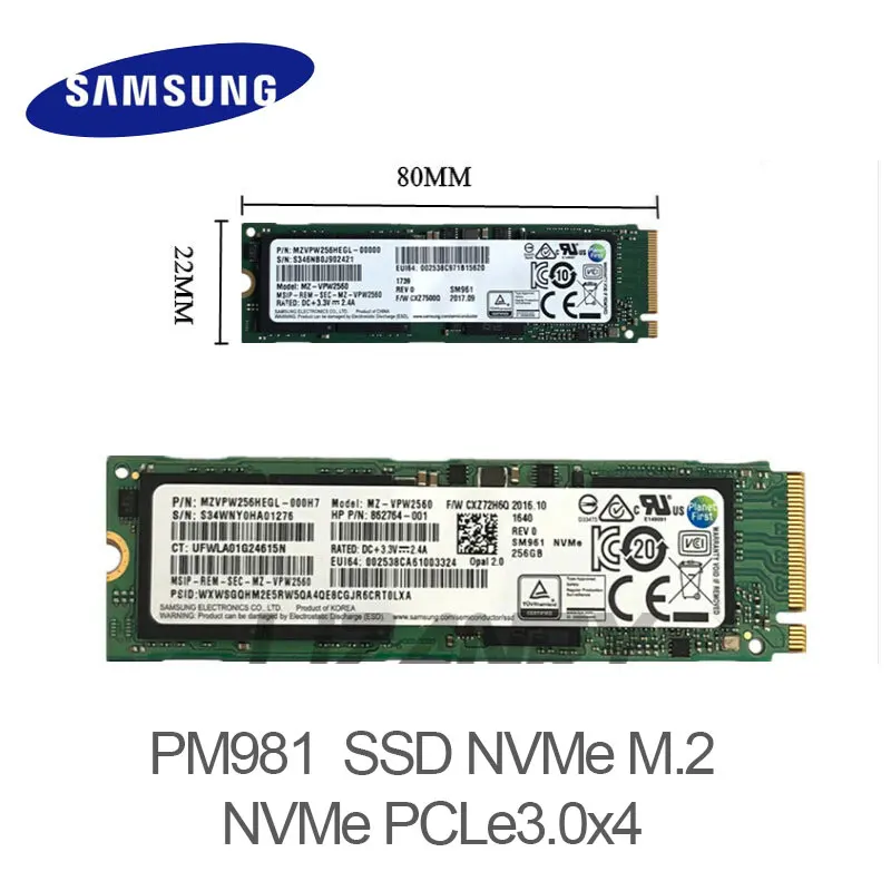

Твердотельный накопитель SAMSUNG M.2 PM981, SSD на 256 Гб, 512 Гб, твердотельный жесткий диск M2, NVMe, PCIe 3.0 x4 NVMe, внутренний жесткий диск для ноутбука TLC PM 981, 1...