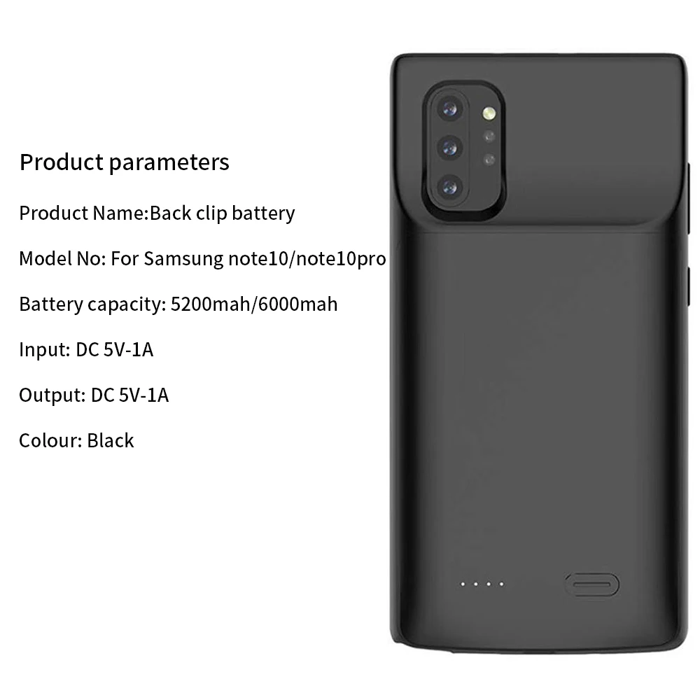 

6000mAh Battery Charger Case For Samsung Note 10 Charging Case For Samsung Note 10 Pro Portable Power Bank Charger