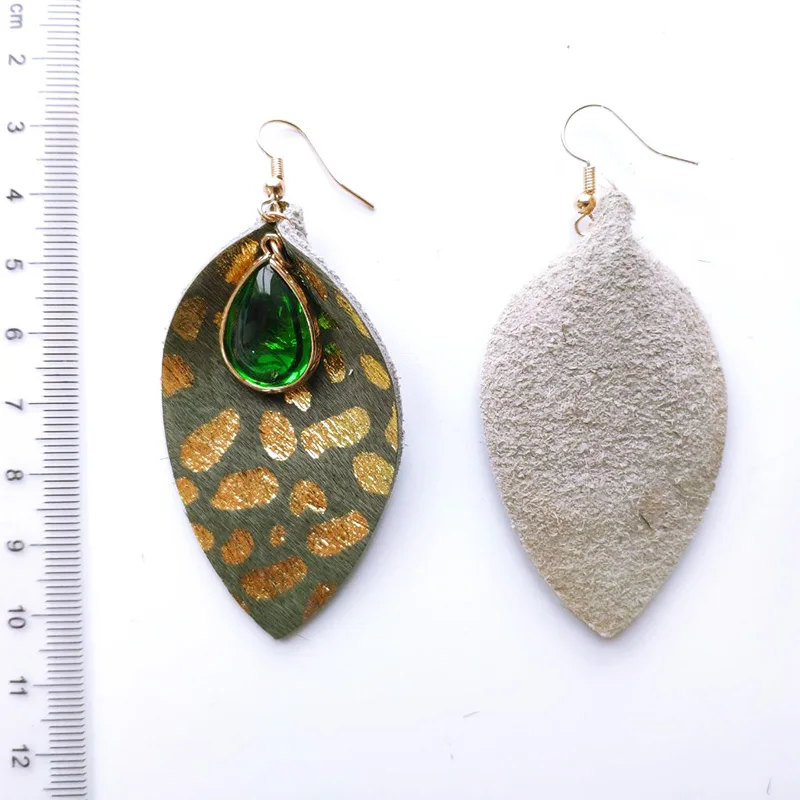 Женские серьги из воловьей кожи с перьями Cpop подвеской в виде листьев модные