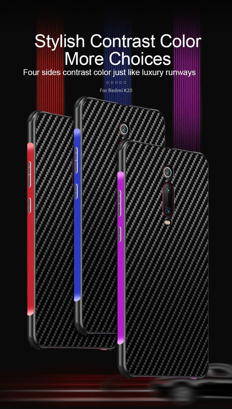 New Style Carbon Fiber Case for Xiaomi Redmi K20 Pro Mi 9T Aluminum Metal Bumper Phone Cover For |