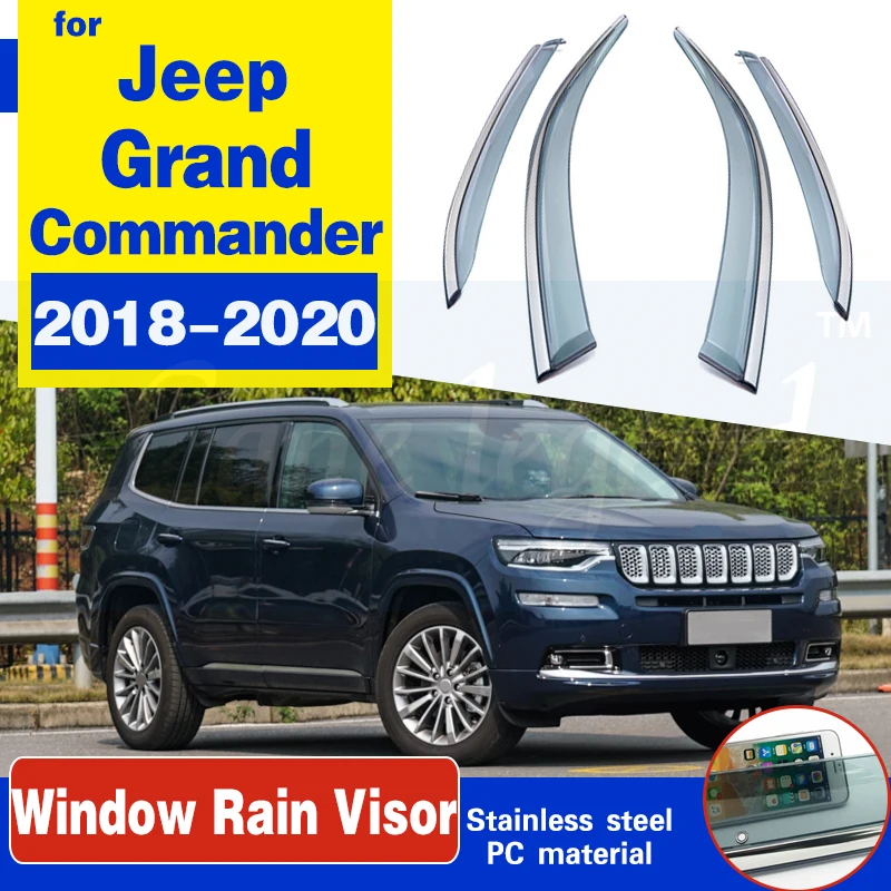 

For Jeep Grand Commander 2018-2020 window visor car rain shield deflectors awning trim cover exterior rain cover trim 4pcs