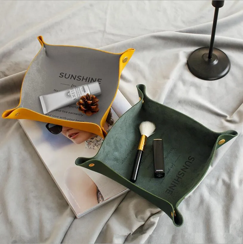 Кожаный ящик для хранения настольная корзина поднос гостиной спальни | Дом и сад