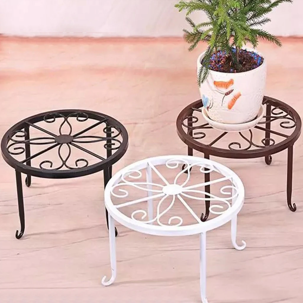

Metal Plants Stand Iron Art Flowerpot Holder Cactus Plant Pot Supporting Round Rack Display for Home Garden Patio Decoration