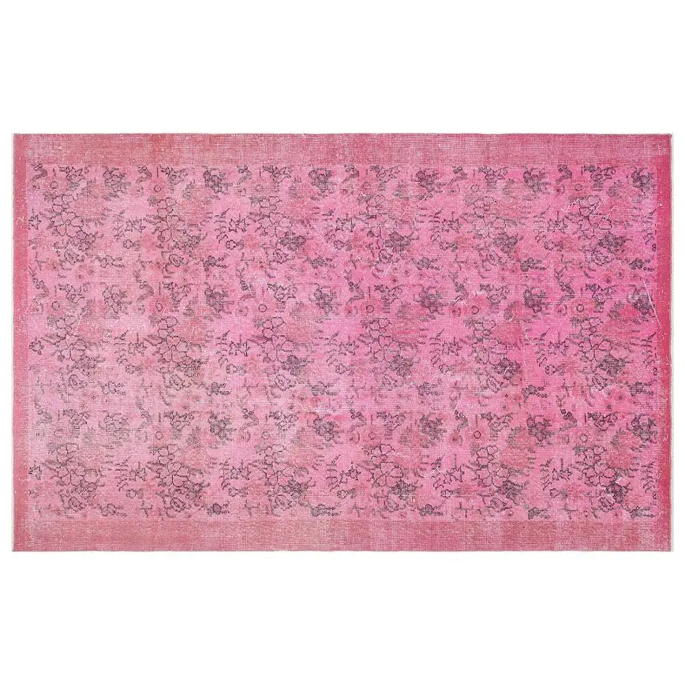 

Pink Floral Kilim Rug, Antique Rug, Overdyed Pink Wool Rug, Turkish Home Furniture 10137