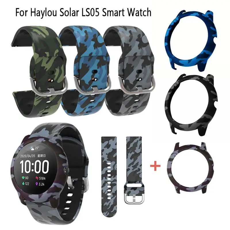 

2in1 Silicone Band+PC Case Cover For Xiaomi Haylou Solar LS05 Smart Watch Bracelet Wrist Strap+Protector Frame Cover Accessories