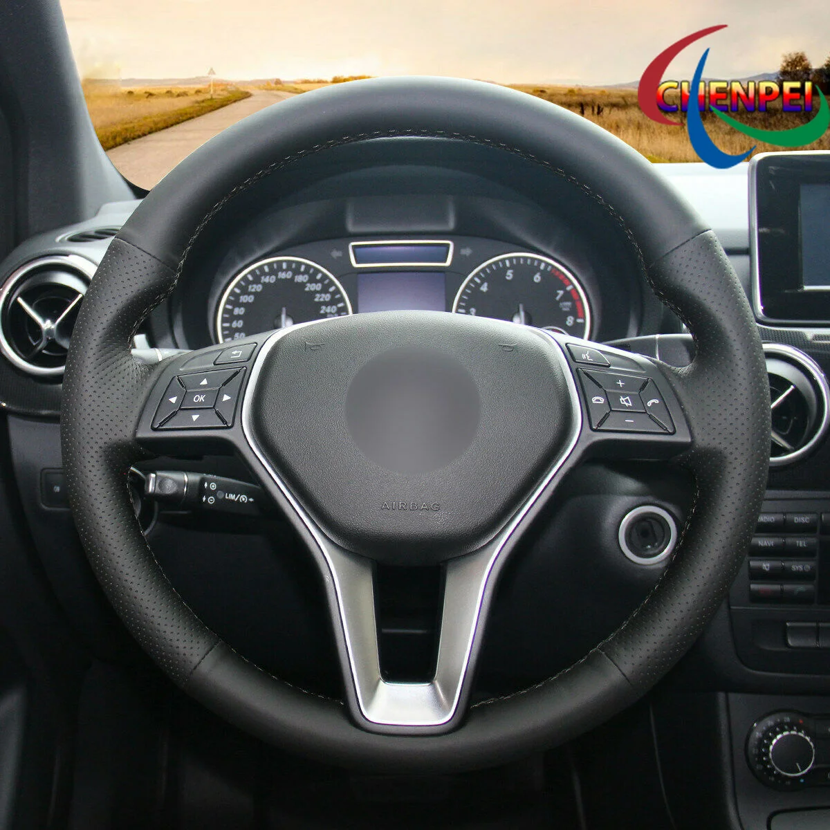 

DIY ручной вышивки ручной работы из искусственной кожи чехол рулевого колеса автомобиля для Benz W246 W204 C117 C218 W212 X156 X204 аксессуары для автомобиль...