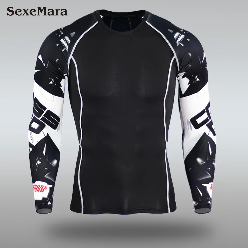 Only T-shirt Мужские кальсоны, костюм, компрессионное термобелье для мужчин, колготки для фитнеса, набор для бега, спортивный Рашгард, для спортзала, для велоспорта, спортивная одежда - Цвет: Only T-shirt