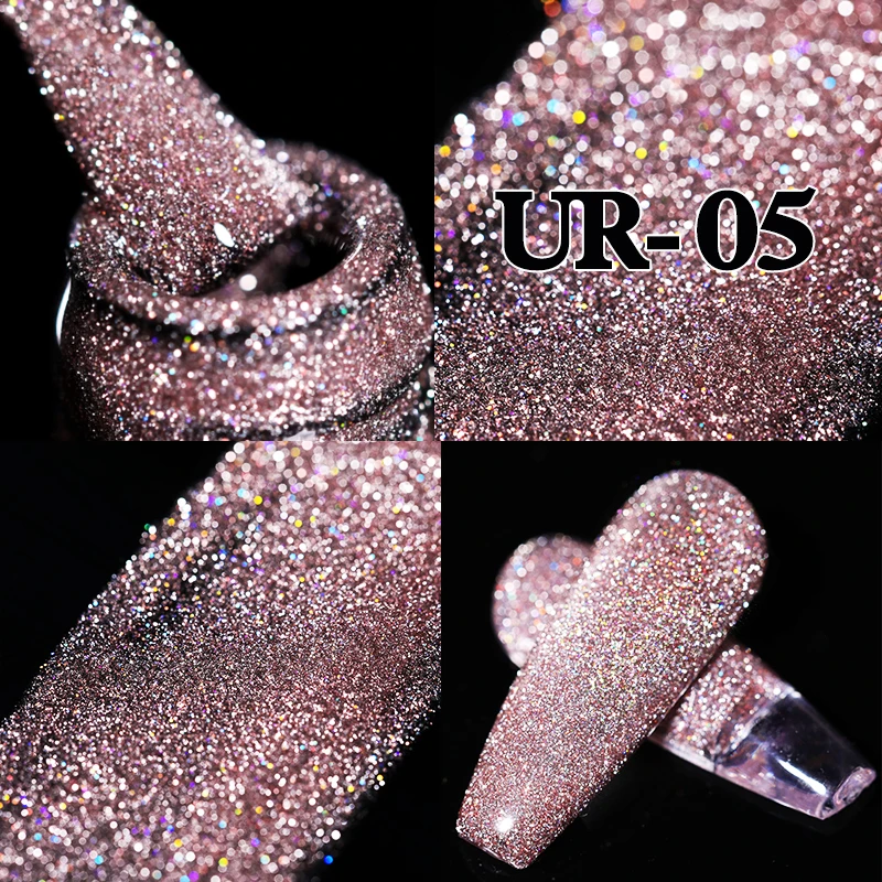 UR SUGAR 7 5 мл розовый светоотражающий Блестящий Гель лак для ногтей Серебряный