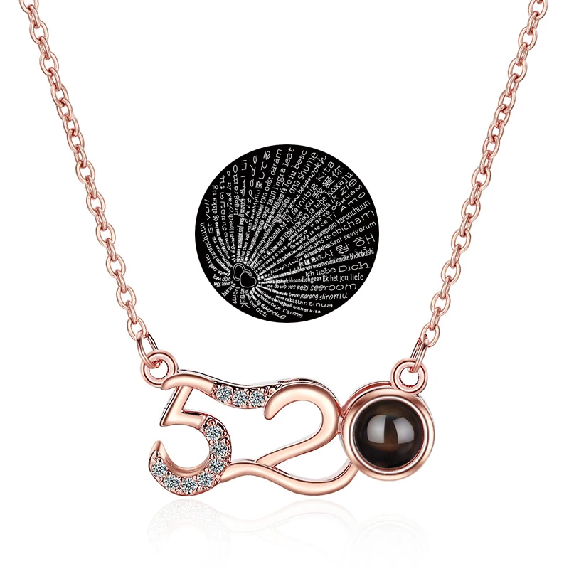 

Fanqieliu Wedding Jewelry Womans 520 Pendant One Hundred Languages I Love You O Chains Necklace For Women Crystal FQL20043