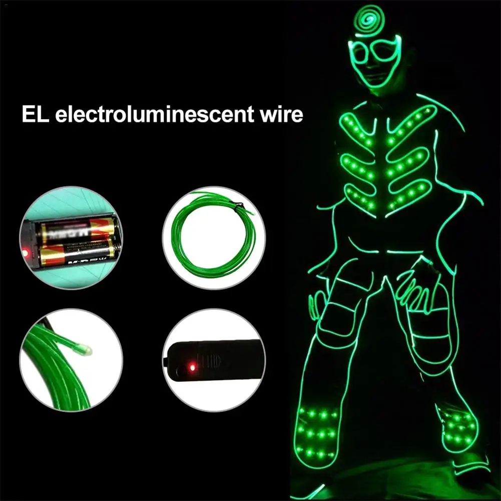 Portable El Wire Waterproof LED Strip Light Neon Glow Line Rope Tube Cable+Battery Controller Party Car Decoration | Дом и сад