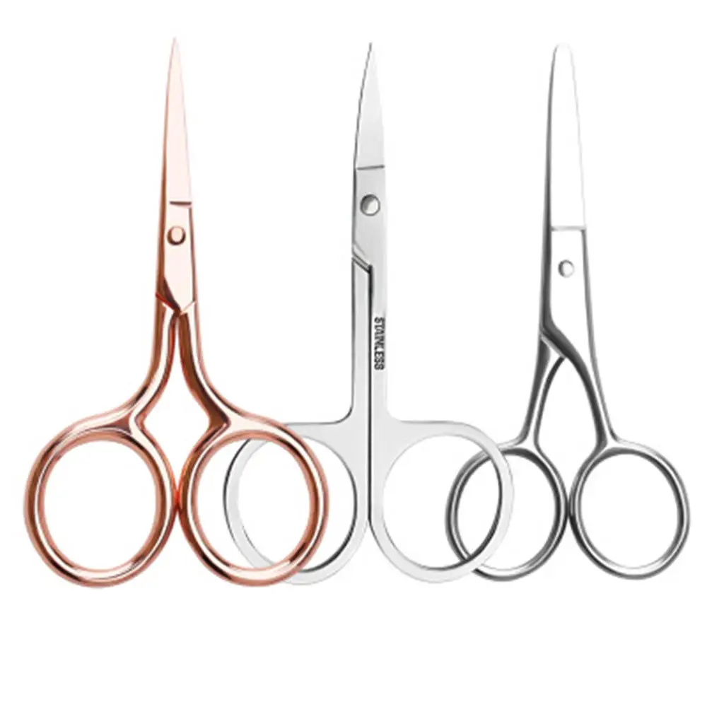 

1Pcs Nose Hair Scissors Facial Small Stainless Steel Straight Tip Scissor For Eyebrows Nose Moustache Beard