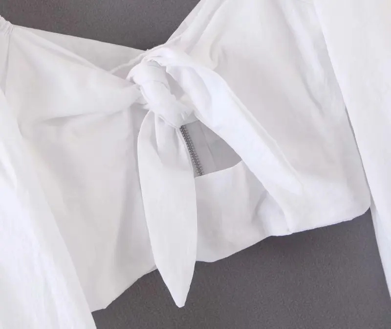 Женская сексуальная с открытыми плечами узлом короткая женская блузка фонарь