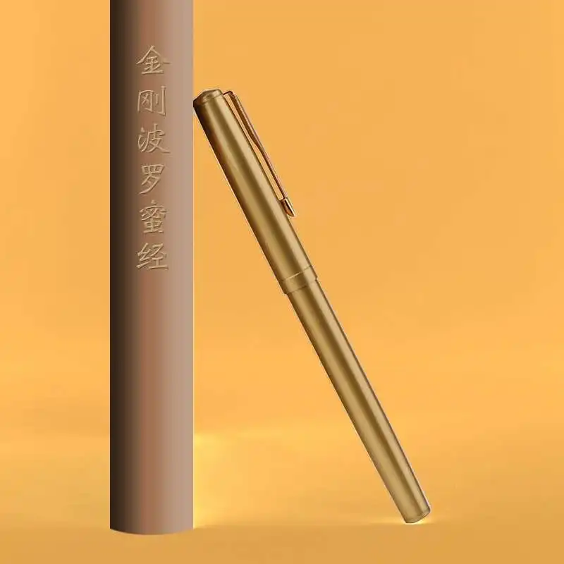 

Ручка перьевая металлическая с золотыми чернилами, ручка с перьевым наконечником и золотым зажимом, канцелярские принадлежности, подарок д...