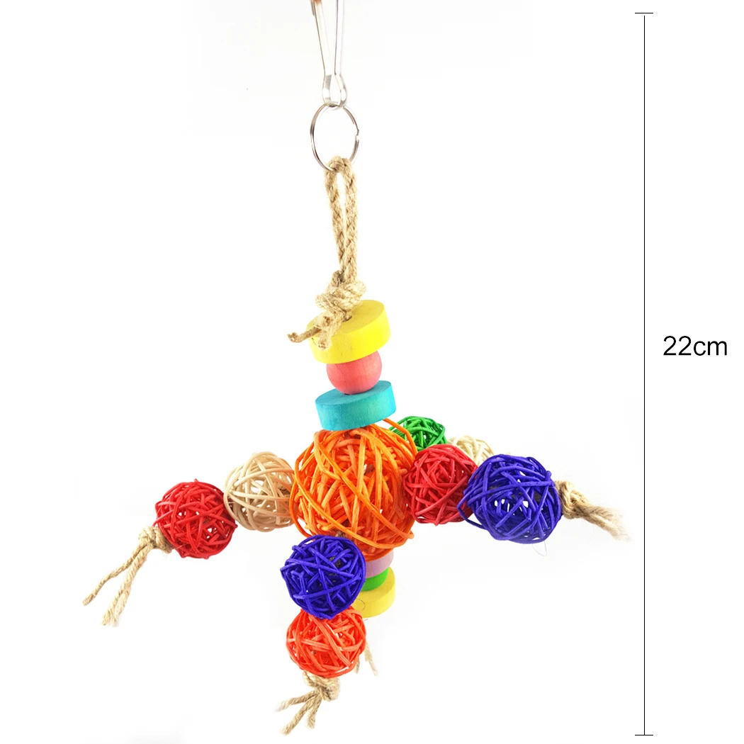 

1pc Parrot Chewing Toy Interactive Wooden Parrot Rattan Ball Robot Bite Toy Parrot Toy Bird Hanging Toy Bird Supplies Multicolor