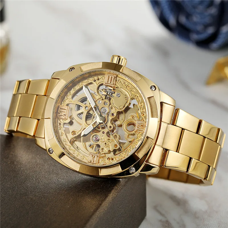 FORSINING Automatic Mechanical Men Wristwatch Military Sport Male Clock Top Brand Luxury Steel Skeleton Waterproof Man Watch 019 | Наручные