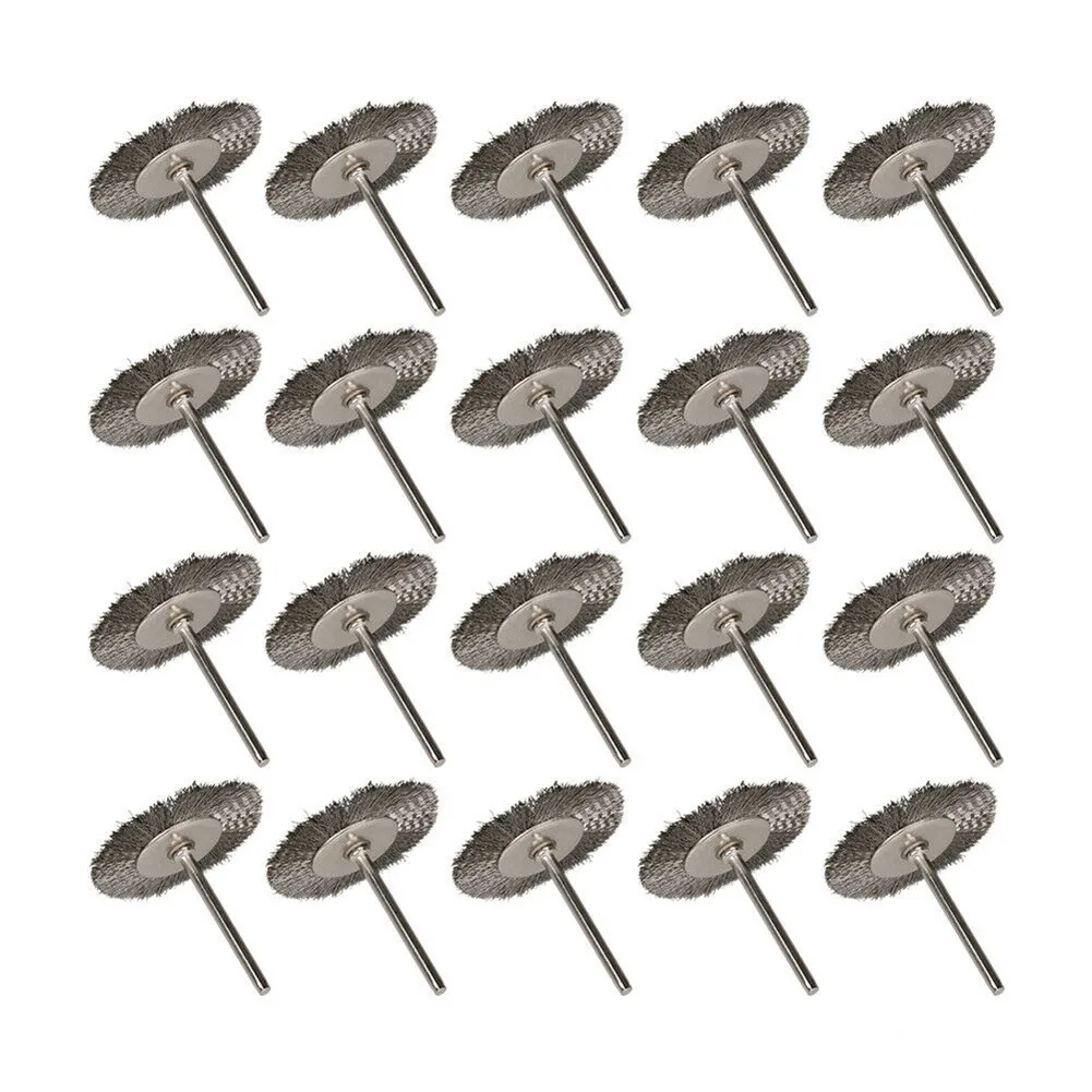 

50pcs Stainless Steel Wire Brush 25mm Flat Shape Rotary Tool Die Grinder Removal Wheel For Cleaning Polishing Dusting Low Cost