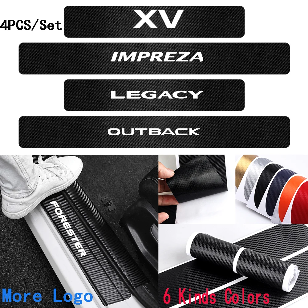 

4PCS Car Fitting Carbon Fiber Door Threshold Sill Stickers For Subaru Mpreza SG5 Human Crosstrek Tribeca Forester XV Outback