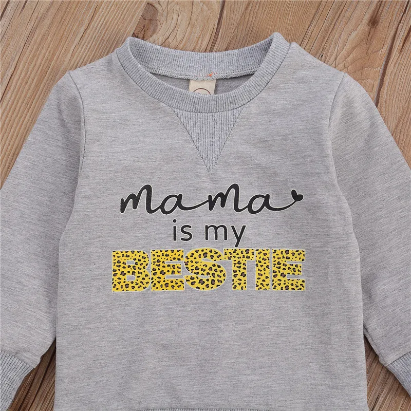 Infant Baby Casual Pullover Sweatshirt Long Sleeve Round Collar Letters Printed Pattern Top for Boys and Girls Grey/Orange 0-24M