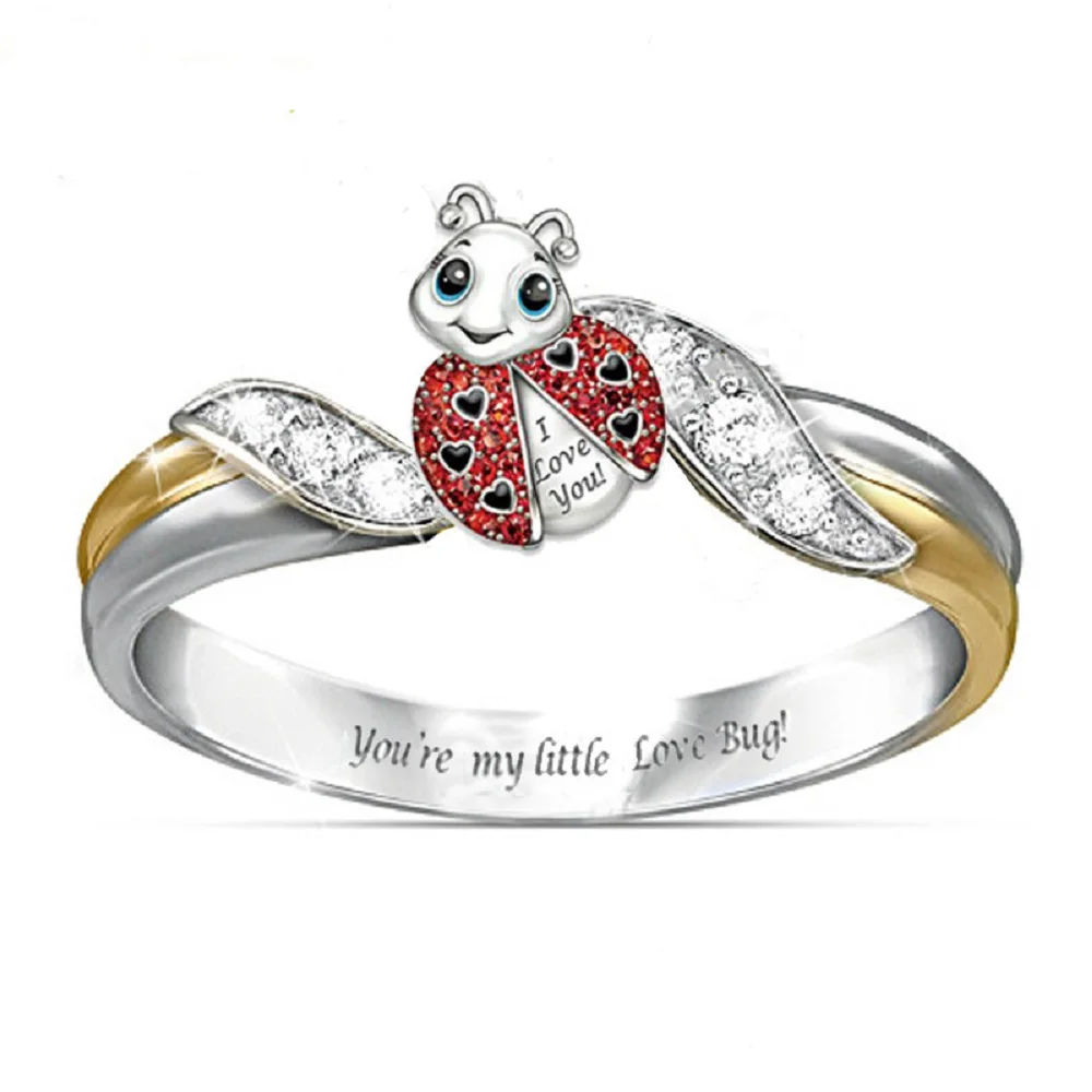 Новое кольцо в виде маленького животного единорога пчелы божьей коровки