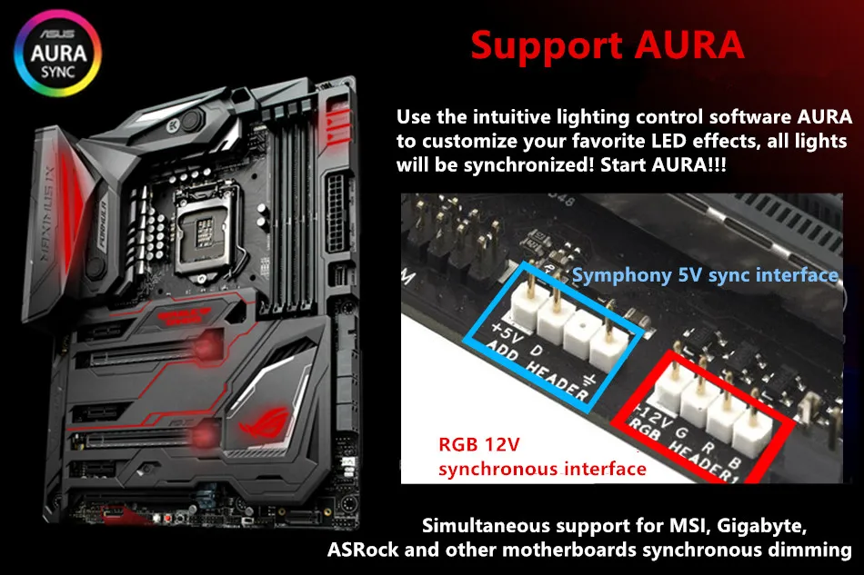 На заказ RGB панель DIY MOBO AURA SYNC 5V 3Pin/12V 4Pin RGB для VGA/SSD/power/PC чехол с задней панелью шасси светильник