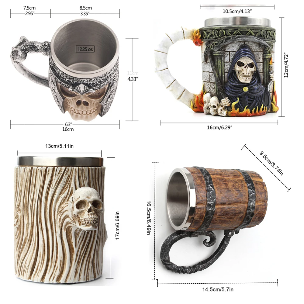 600ml Wooden Barrel Beer Mug Stainless Steel Resin 3D Tankard Coffee Cup Wine Glass Whiskey Tasting Bar Drinkware Mugs | Дом и сад