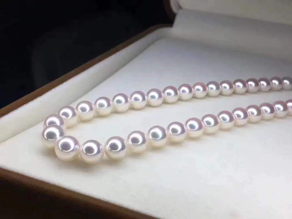 ?? Madalena Sarara Aaa Akoya海水自然な白真珠8〜8.5ミリメートルネックレスストランド高級エレガントな女性のジュエリー