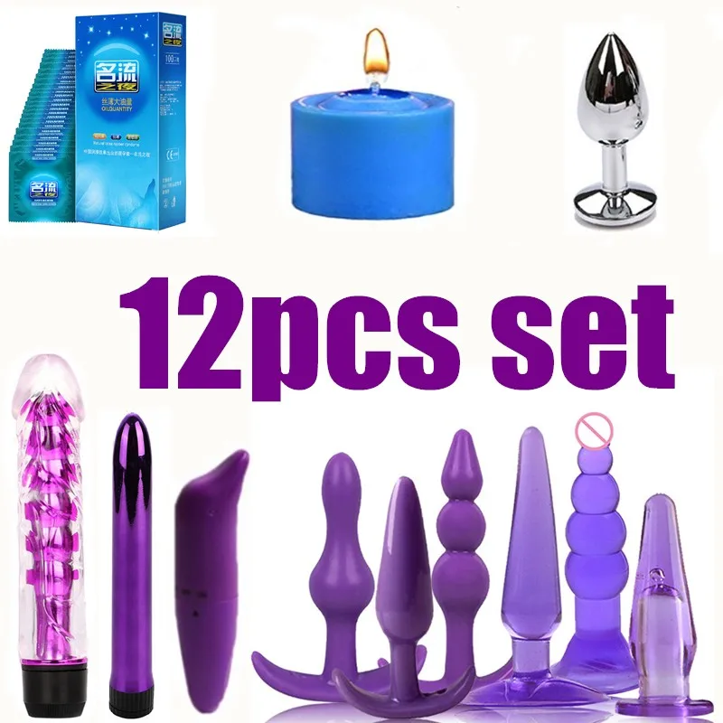 12 шт. силиконовые Анальная пробка для начинающих взрослых Эротические игрушки