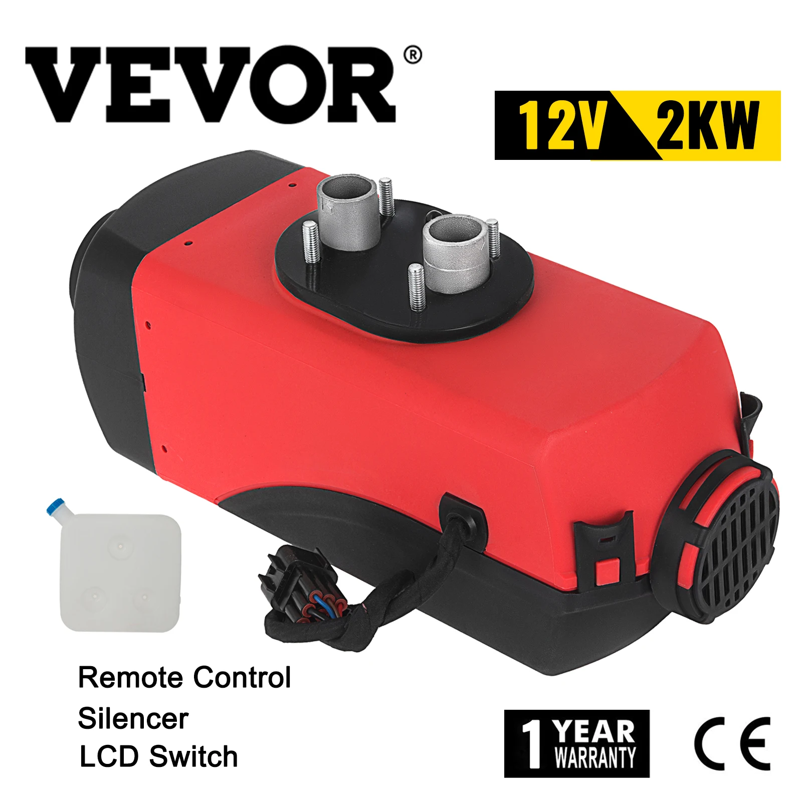 

VEVOR 2KW 12V Diesel Air Heater with LCD Switch Silencer Remote Control 5 / 10 L Tank for Car RV Trailer Truck Various Vehicles