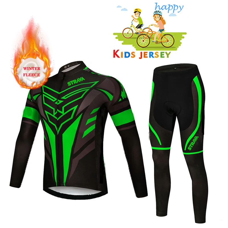 

2022 New Kids Cycling Clothing Winter Thermal Fleece Long Sleeve Cycling Jersey Set Boys Girl MTB Child Jersey Set Ropa Ciclismo
