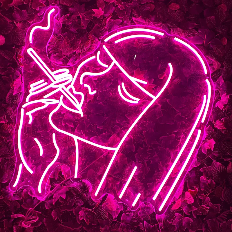 

Neon Custom Sign LED Light Cool Smoking Girls Halloween Fun Decoration Wall on Door Logo Show Solo Time GriFace Wry Face Mask