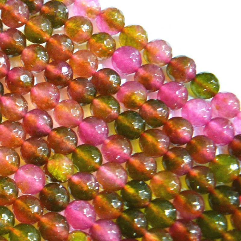 

New 6mm Multicolor faceted Tourmaline Round Loose Beads 15" AAA