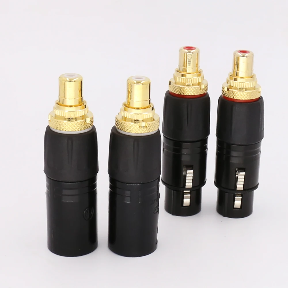 2x XLR для RCA гнездо адаптер Золотой сбалансированный кабель штекер мужской