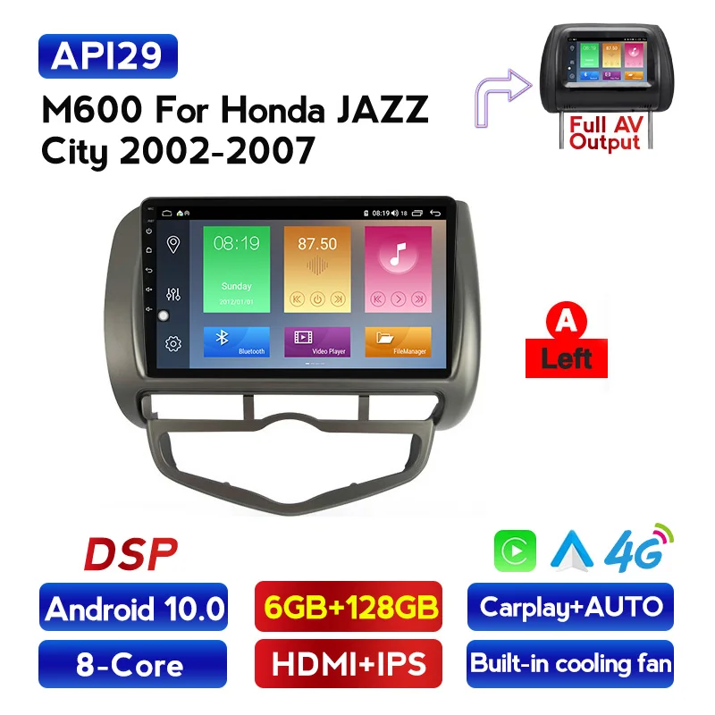 4G LTE HD Android 10 2DIN автомобильное радио GPS устройство плеер Авто Стерео для HONDA FIT JAZZ 2007