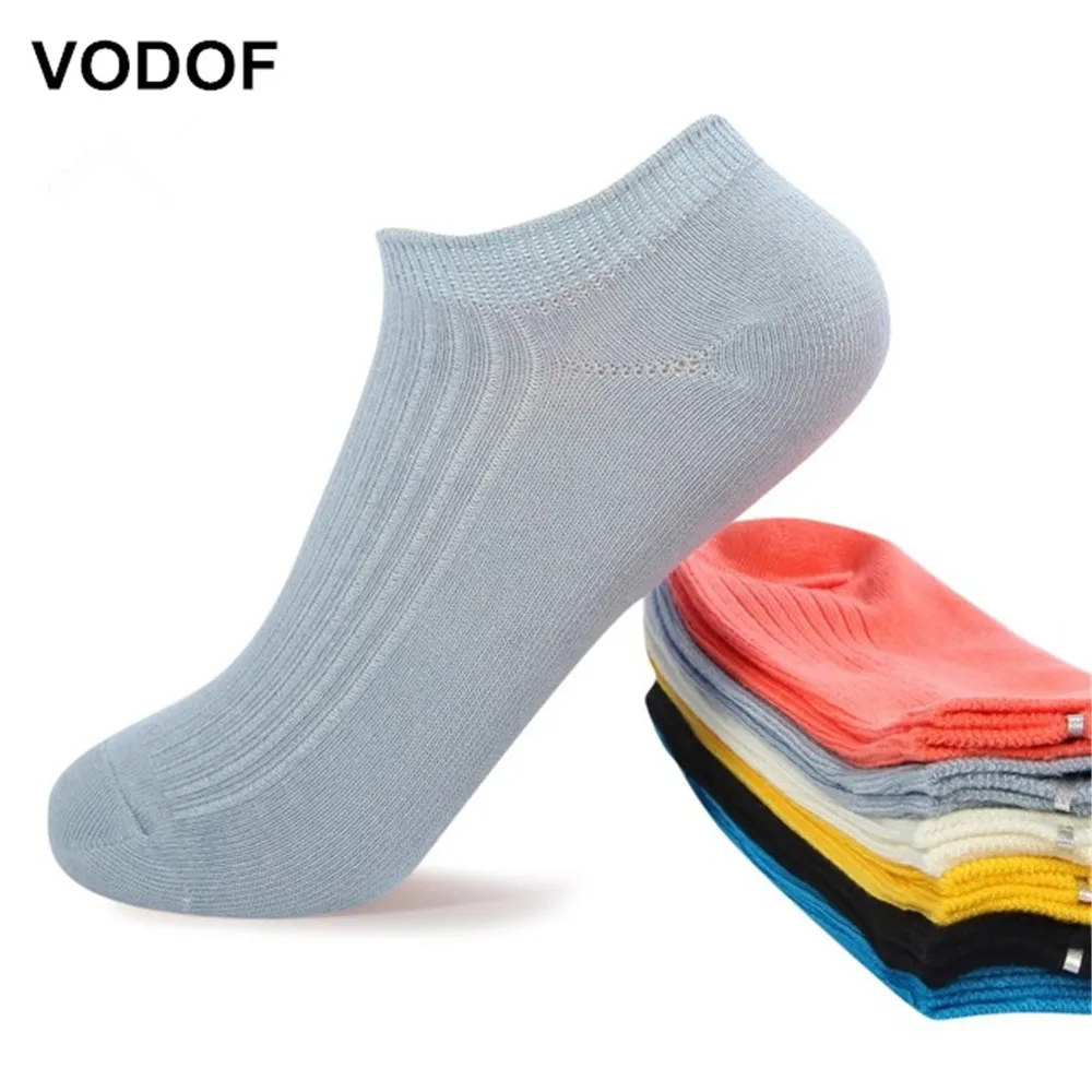 Модные однотонные бамбуковые носки VODOF лето осень 5 цветов качественные сетчатые