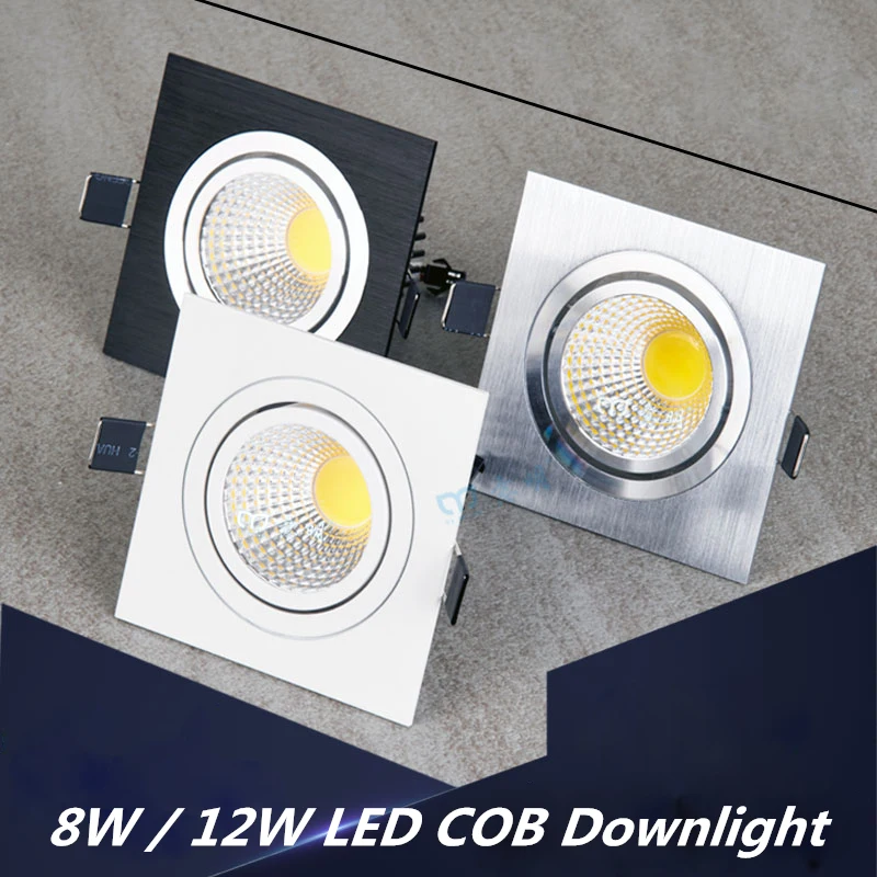 Envío Gratis LED cuadrado luz descendente mazorca regulable AC 85-265V 7W 9W 12W Led empotrable lámpara de punto para techo bombillas de luz de iluminación interior