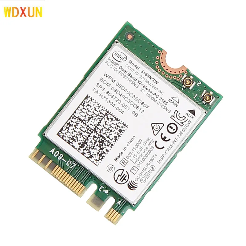 Двухдиапазонный 2 4g/5ghz 433mbps беспроводной ac intel 3165 ngff 802.11ac wifi 3165ngw m.2 карта + bluetooth 4 0