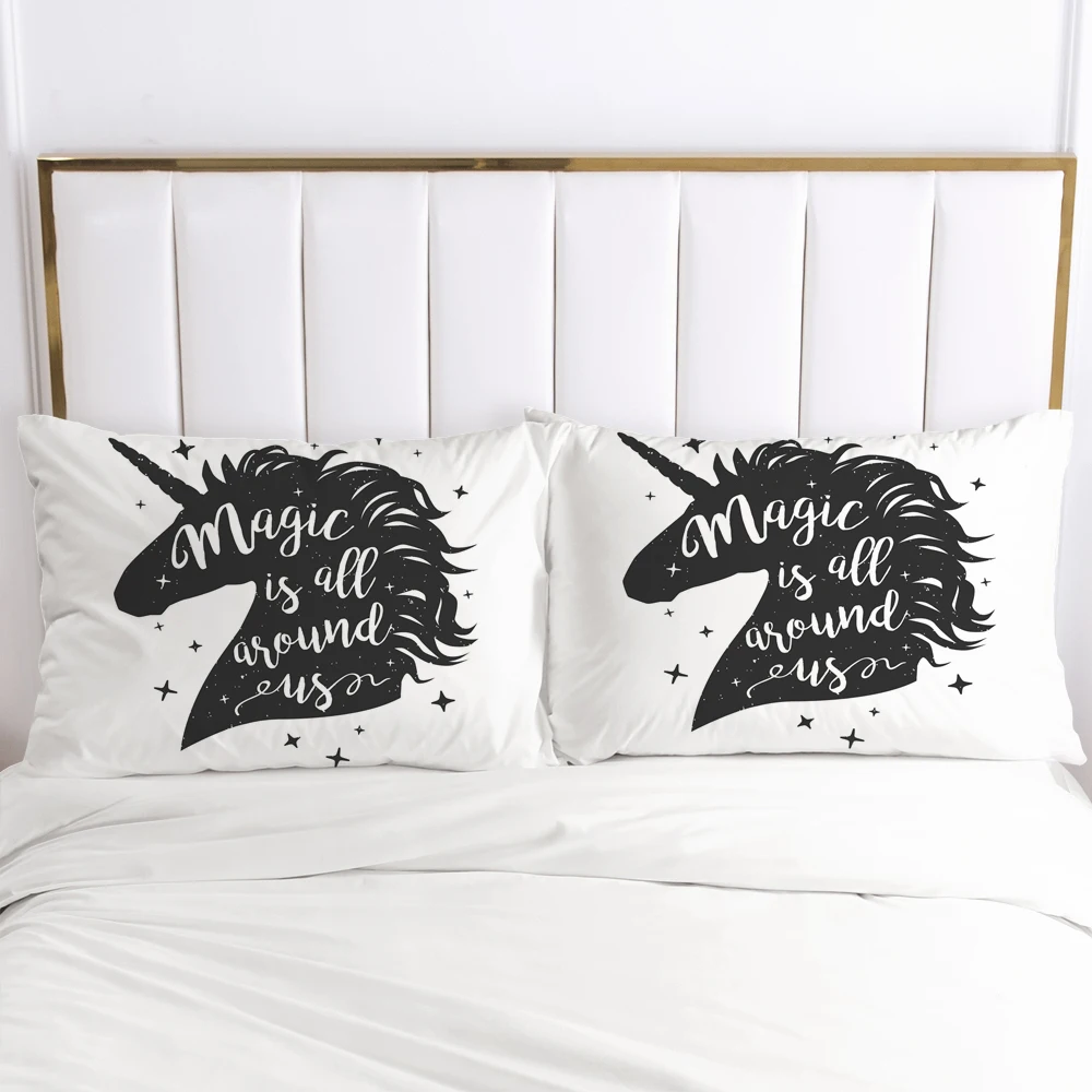 

3D Unicorn 2PCS Pillow Cases Cartoon Decoration Throw Pillow Cover Bedding PillowCase For Baby Kids Child Girls Boys 60x70 70x70