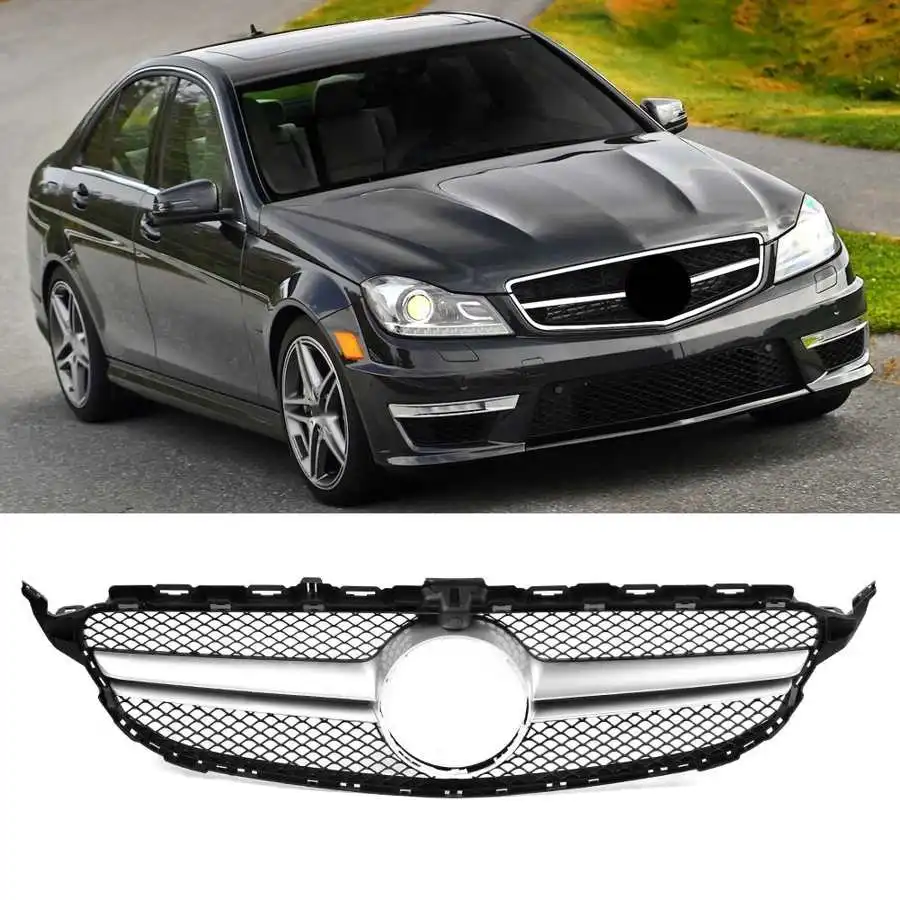 Решетка переднего бампера с отверстием для камеры подходит Mercedes Benz C-class W205 2014 2015