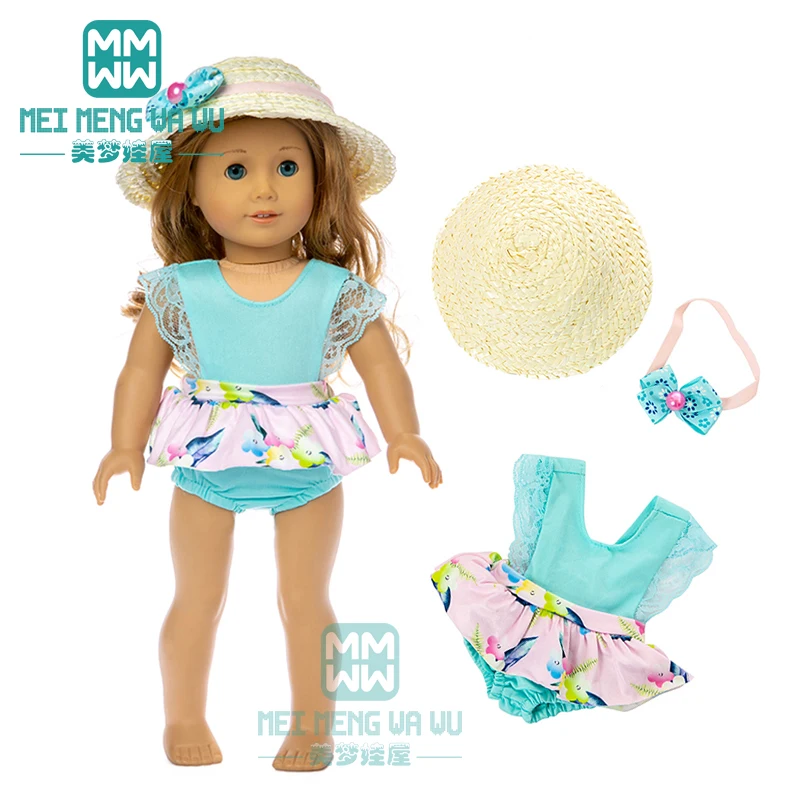 Одежда для куклы платье с открытыми плечами + соломенная шляпа 18-дюймовой