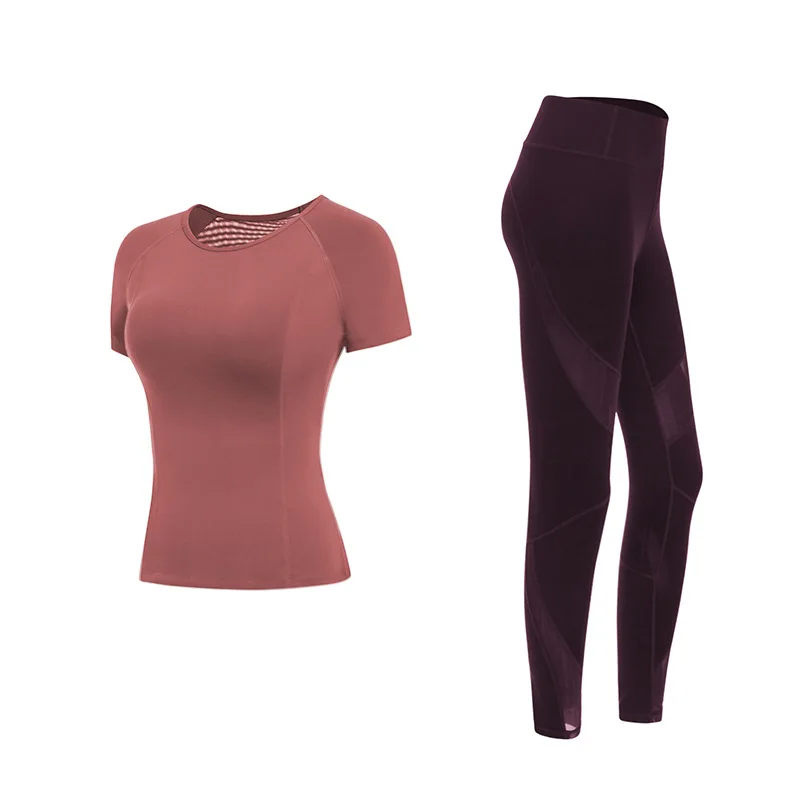 

Yoga mesh tight-fitting weight loss exercise new fitness clothes short sleeves