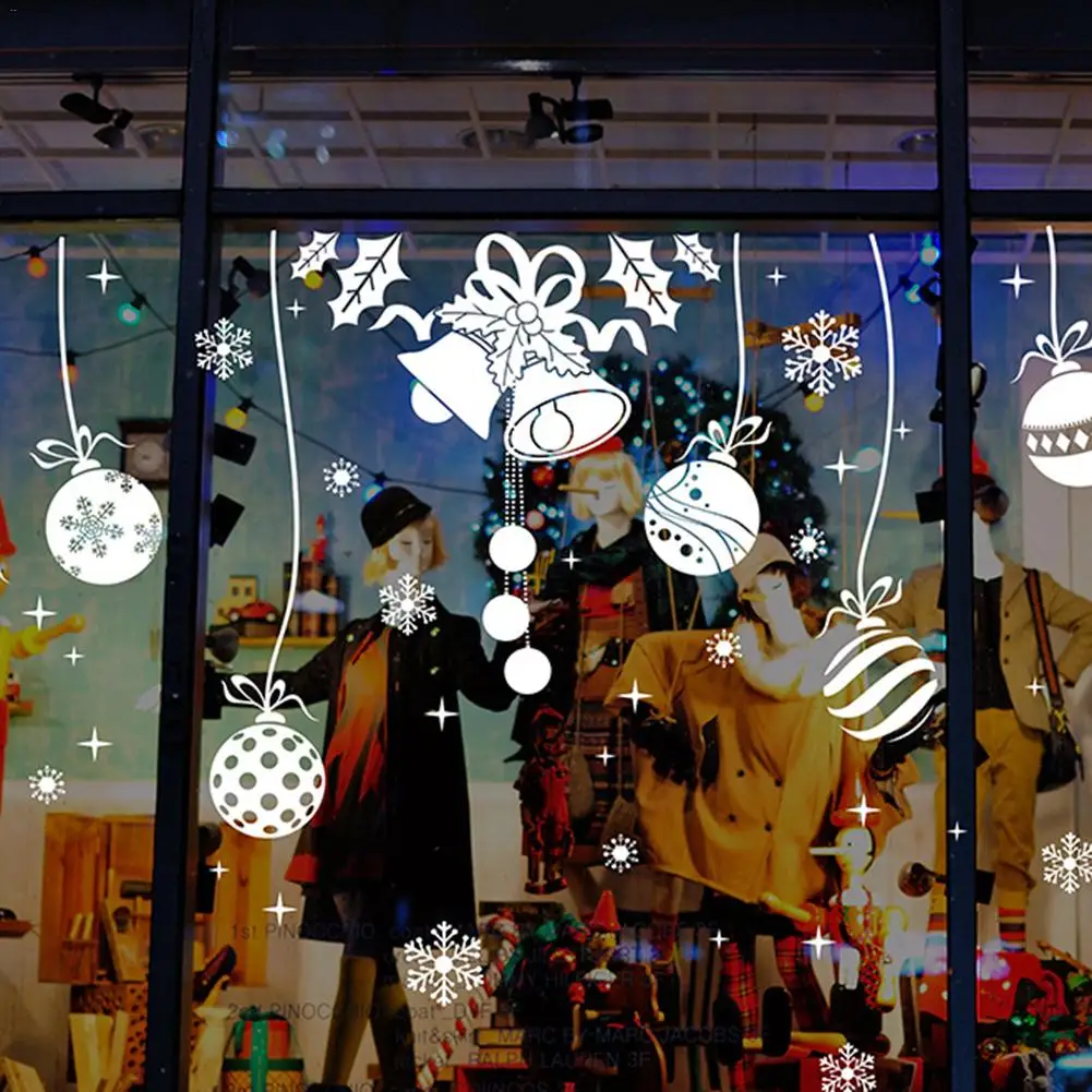 Рождественская декоративная наклейка на окно стекло ПВХ стену съемная