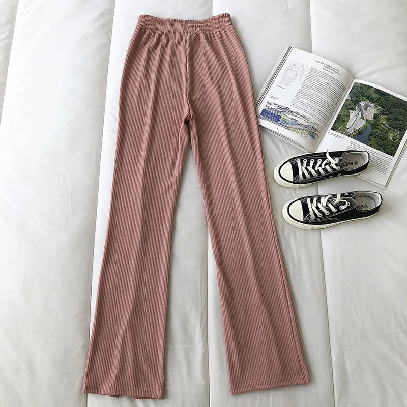 

Unua amo High Waist Split Fork Casual Pants For Women Fashion Wild Solid Color Elegant Full Length Mopping Trousers Streetwear