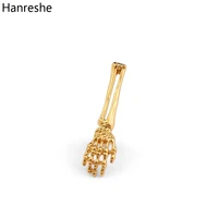 hanreshe medical bone skull arm brooch pin gold color metal quality small badge jewelry for woman and doctor nurse