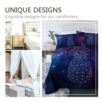 BlessLiving Pineapple Summer Quilt Set 3D Print Starry Sky Air-conditioning Duvet Geometric Bed Cover Fruit Hipster Home Decor 2