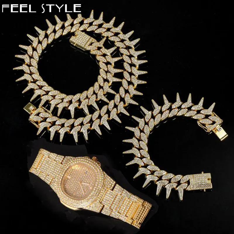 

Комплект мужских кубинских часов в стиле хип-хоп 20 мм, 3 шт.