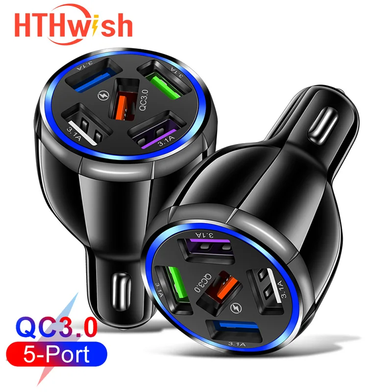 

3A USB Phone Charger 5 port Car-Charger for Xiaomi Samsung Mobile Phone Adapter Car Charger For iPhone 12 11 Pro 7 8 Plus Xiaomi